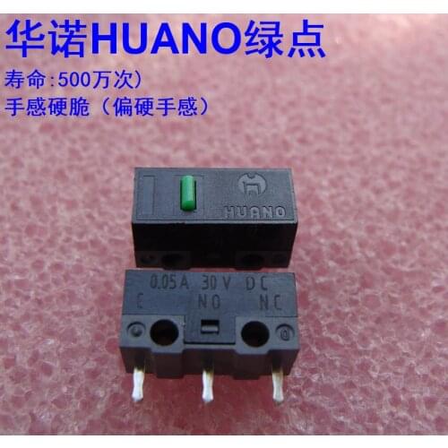2pcs/pack Original HUANO Mouse Button Mouse Micro Switch Life 5 Million 0.05A 30V DC 0.85N Green Dot