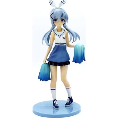 23CM Anime Is The Order A Rabbit Kafuu Chino Cheerleading Costumes Cute Girl Cake Car Desk PVC Figure Model Decoration Kid