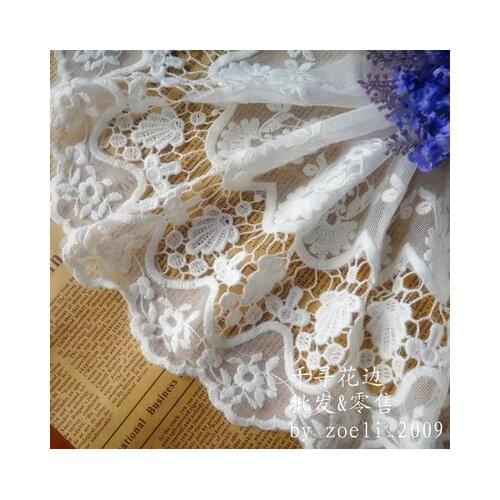 3 Yard/lot Water soluble black white lace trim beautiful cotton gauze embroidery lace fabric 20cm wide free shipping