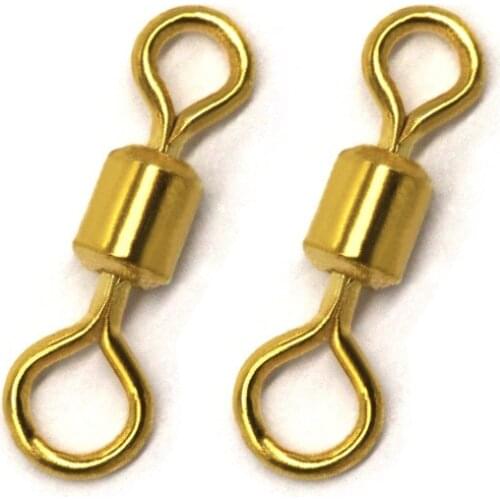 50PCS Gold color Alloy copper Ball Bearing Swivel Solid Rings Fishing Connector Ocean Boat Fishing Hooks Accessories