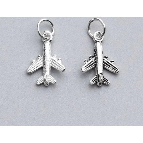 925 Sterling Silver Stereo Airplane Design Charms DIY Jewelry Accessories Couple Decoration S925 Silver Dangle Necklace Charms