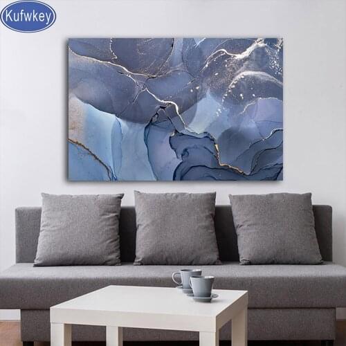 Marble Texture Abstract Poster Gold Blue Wall Art diamond picture 5d diy handcraft diamond painting mosaic full embroidery