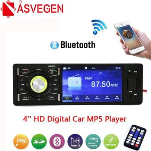 Asvegen Car Radio Auto Audio Stereo 4" 1 Din FM Bluetooth 12v Support Rear View Camera USB FM MP4 MP5 USB AUX-IN SD TF autoradio