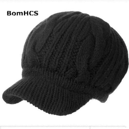BomHCS Fashion Womens All-match Beret Winter Thick Warm 100% Handmade Knitted Hat Caps