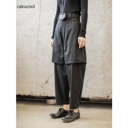 Cakucool 2019 new dark wind cut edge design fashion personality double straight straight leg pants women