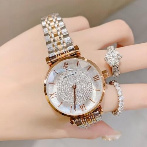 High Quality Luxury Women Watches Waterproof Women Stainless Steel Quartz Watch Rose Gold Clock Diamond Watch Japanese Movement