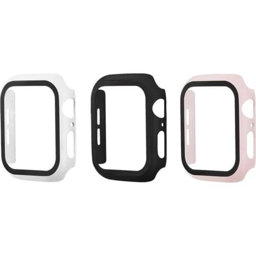 Watch Case + Tempered Film Compatible Apple Watch Case 40mm Glass Protective Shell For Iwatch 6 5 4 SE Case Screen Protector