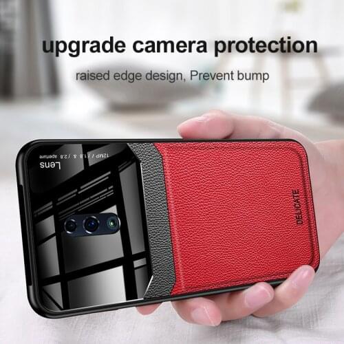 Oppo F11 OppoF11 Case PU Leather Plexiglass Back Cover Hard Case For Oppo F11 A9X CPH1913 CPH1911 Phone Camera Lens Protector