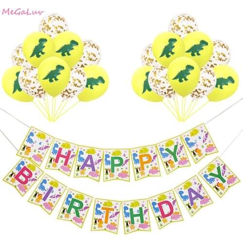 Dinosaur Theme Happy Birthday Banner Garland Dinosaur Hanging Flag Dinosaur Baby Shower Boy Birthday Party Decoration Supplies