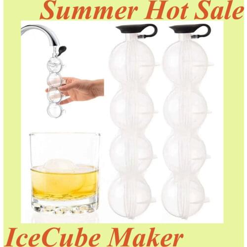 4 Cavity Whiskey IceCube Maker Mold Sphere Mould Kitchen Tool Silicone Ice Cream Tools Ice Grid Round Homemade Ice Ball