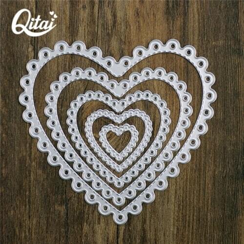 Heart Shape QITAI 5pcs Metal Cutting Dies Scrapbooking DIY Card Craft Photo Album Decoration Embossing Die Cutters Handmade MD70