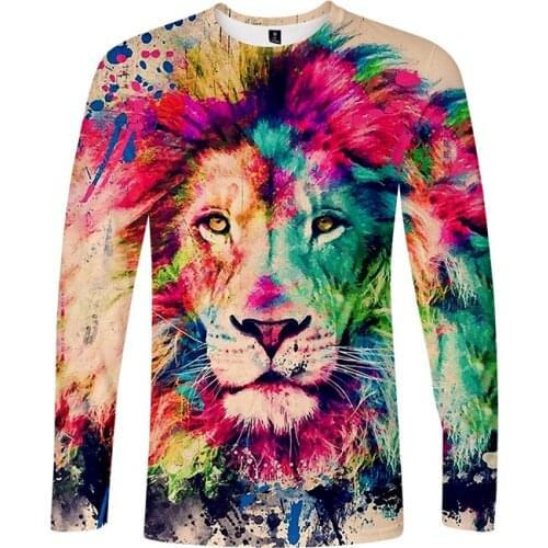 New Fashion Animal Lion Colorful 3d T Shirts Men Women T-shirt Long Sleeve O-neck Unisex Cool T-shirts Tee Shirt Sweatshirt Tops