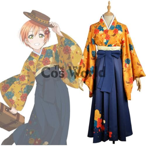 LoveLive! Love Live Hoshizora Rin Flower Tops Kimono Yukata Dress Uniform Outfit Anime Cosplay Costumes