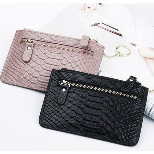 Cow Coin Purse Wallet Woman Card Luxury Brand Genuine Leather Coin Purse Leather Zipper Key Ring Ladies Leather Wallets Coin