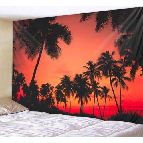 Beautiful natural palm tree tapestry sea view large wall hanging bohemian hippie wall decoration mandala wall art decoration