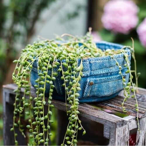 Creative Jeans Pocket Flowerpot Cement Vase Ornaments Plant Pot Flower Bucket Room Balcony Garden Home Decoration Accessories