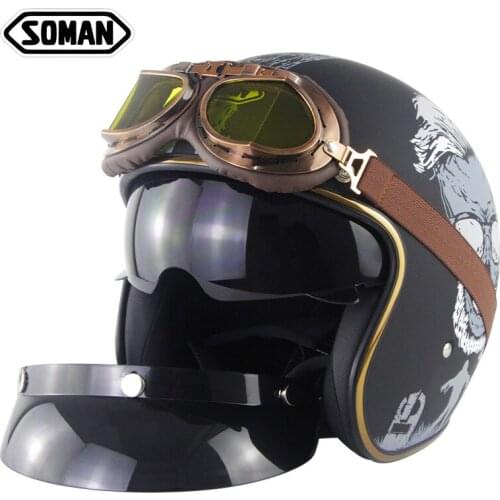 Open face 3/4 helmet personalized mens womens vintage retro motorcycle cascos de motociclistas helmets