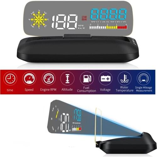 Navigation Gauges HUD Head Up Display On-board Computer OBD2 GPS Dual Car System Speed Projector Auto Alarm Smart Gadget