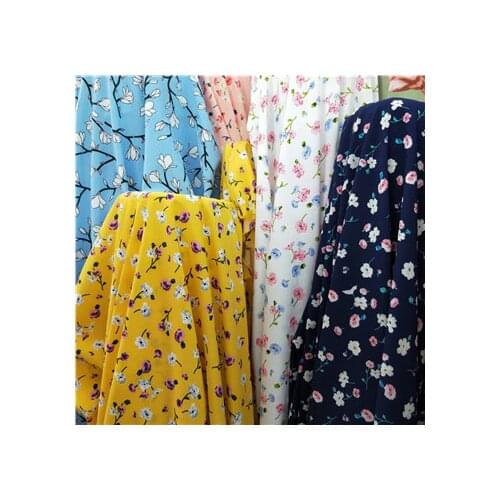 Printed Pleated Chiffon fabric for dress skirt crushed fabric