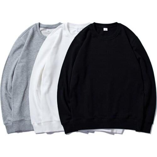 QUANBO 2021 Spring New Hoodies Men Fashion Casual Minimalist Sweatshirt O-neck Solid Color Plus Size Basic Pullover 4XL