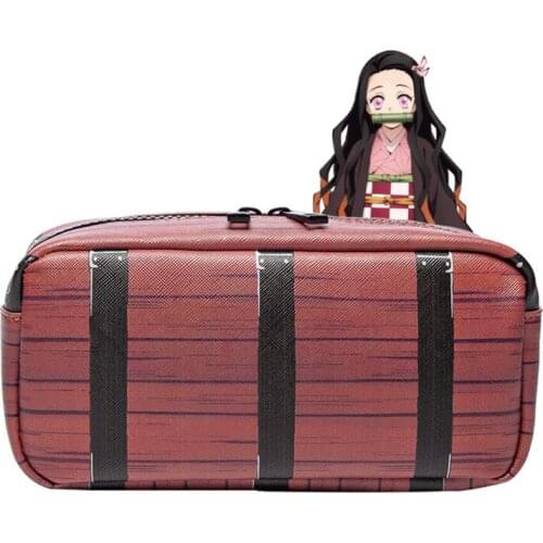 Demon Slayer Kimetsu no Yaiba Cosplay Props Kamado Tanjirou Nezuko Stationery Bag Student Large Capacity Pencil Case Storage Bag