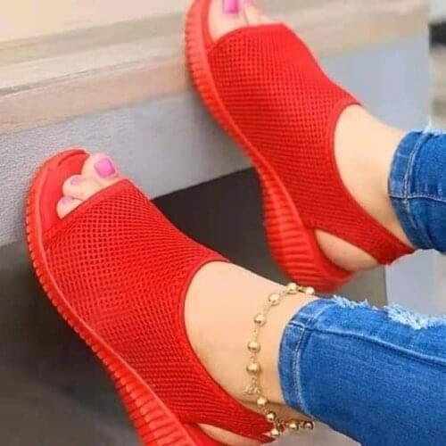 Summer Women Sandals Fly Woven Breathable Solid Color Ladies Sandals Fish Mouth Flat Heel Beach Low Top Casual Women Slides