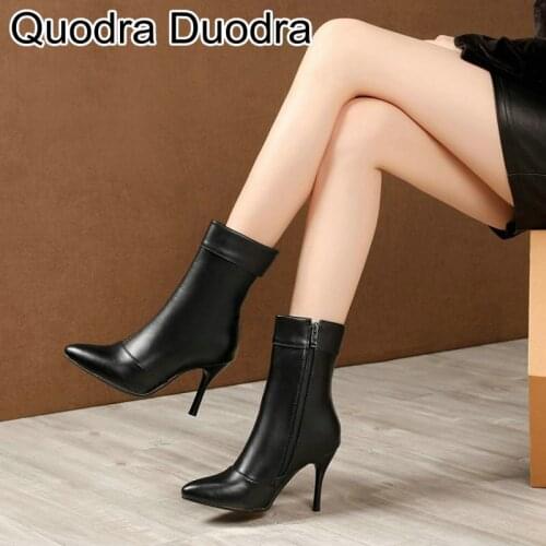 Mid-Calf Sexy boots new Winter Women Boots Thin High Heels Pointed Toe shoes Fashion Office Ladies Female Big Size 33-46 solid