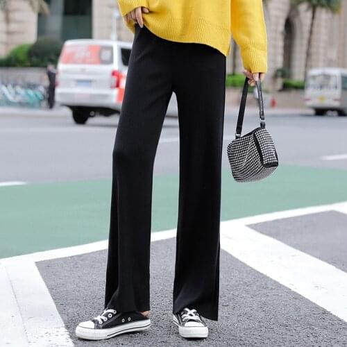 Pregnant womens wide-leg pants new loose straight fashion trendy mothers pregnancy autumn and winter clothes mopping pants