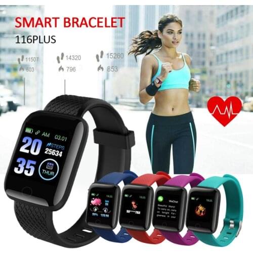 IP67 Waterproof Watch Color Screen Heart Rate Blood Pressure Monitoring Track Movement 116 PLUS Smart Bracelet Watch