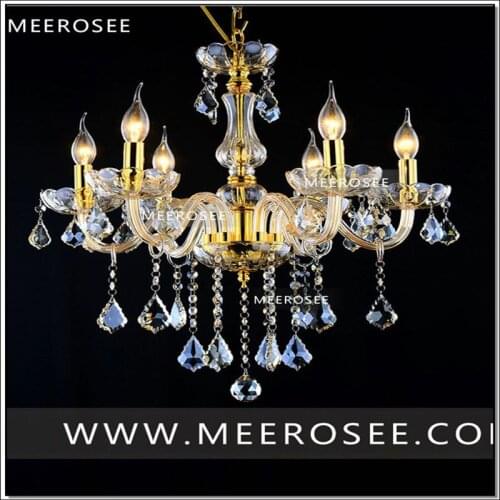 Modern Crystal Chandelier Lamp Fixture Black Champagne Crystal Light Candle Glass Chandelier Lighting Luster Living Room MDS01