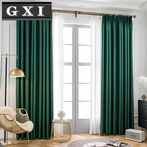 Modern Blackout Curtains For Bedroom Sliding Door Customize Solid Green Curtain Drapes