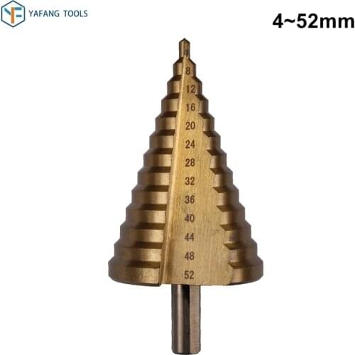 1pcs 4-52mm HSS Titanium Coated Straight Groove Step Drill Bit Wood Metal Plastic Hole Cutter Power Tools Core Drill Bit