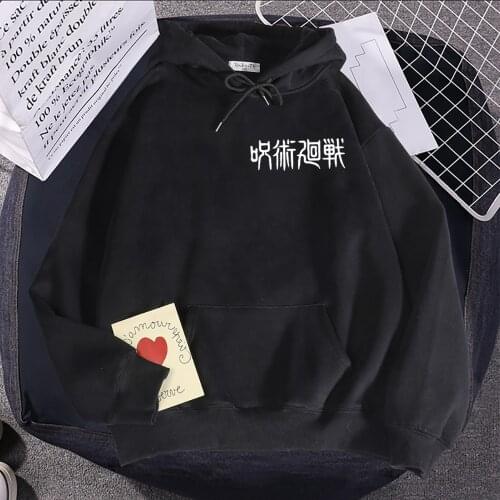 Gojo Letter Japanese Style Graphic For Womens Hoodies Kawaii Cartoon Harajuku Hoody 2021 Spring Girls Clothes Black Brown Anime