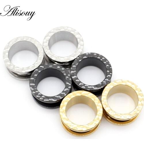 Alisouy 2pc Ear Plugs Piercing Tunnels Stainless Steel simple Screw Extender Stretcher men women Body Jewelry Earrings