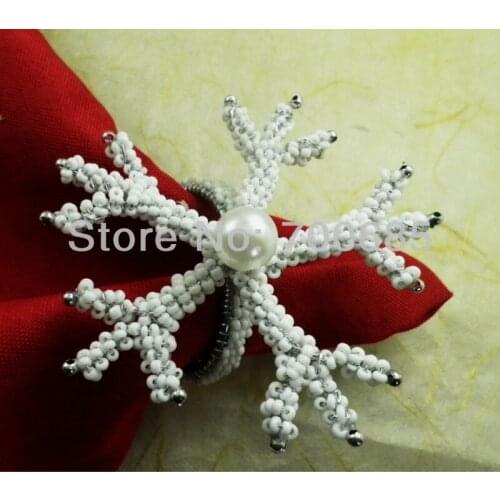 Decoration crystal with pearl flower for wedding napkin ring, decoration and holiday