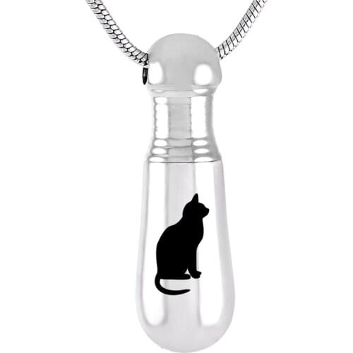 Waterproof Baseball Bat Cremation Jewelry Women Pendant Keepsake Gifts pet cat Memorial Urn Necklace for Ashes
