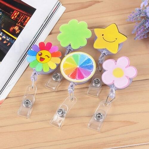 Retractable Badge Reel Kawaii Pull Key ID Name Card Holder Buckle Name Tag Badge Holder Key Chain Office Accessories