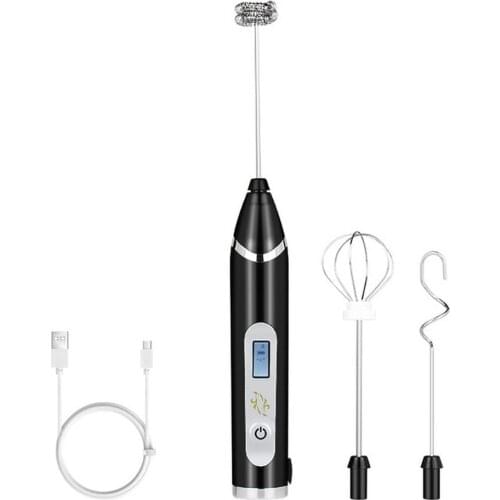Electric Egg Beater USB Rechargeable Milk Frother Tool 3-Speed 3-Head Handheld Blender Hot Chocolate Latte Drink Mixer Tools