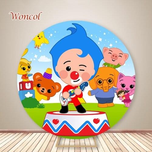 Woncol Plim Plim Photo Backgrounds Boys Birthday Photography Backdrops Custom Party Banners Round Photo Booth Props