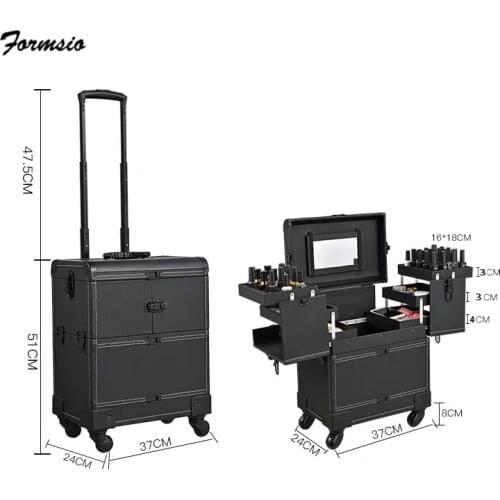 Women makeup box professional nail bag pencil case cosmetic bag trunks suitcase for makeup