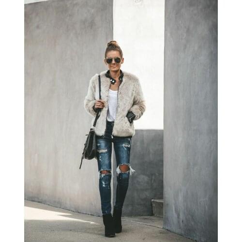 Womens Jacket Warm Teddy Bear Fleece + PU Tops Jacket Zip Up Oversize Outwear Coats High Street Wear 5