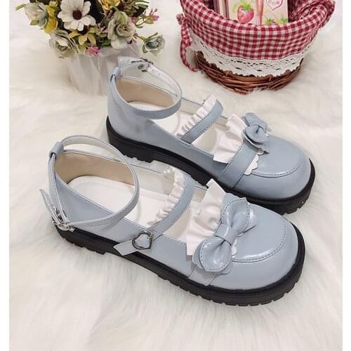 Feminine Platform Sweet Girls Female Kawaii Tea Party Japanese Bow Buckle Cute Anime Cosplay Lolita Shoes Women Harujuku Flats
