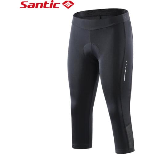 Santic Women Cycling Shorts Pro fit 4D Padding Bicycle Cropped Pants Breathable Mesh Reflective High Elasticity MTB Leggings