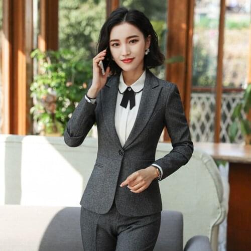 IZICFLY New Style Blue blazer and pants set for women suit Office Elegant business suits ladies two piece Trouser and jacket set
