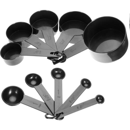 10Pcs 0.6-250ml Capacities Plastic Measuring Cups and Spoons Set Reusable Kitchen Baking Coffee Tea Measuring Tool Accessory