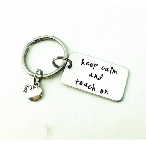 100pcs/lot Teacher Gift keep calm and teach on Ready to Ship Keychain Back to School Teacher Appreciation
