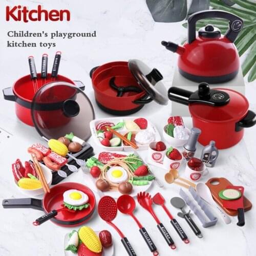 11-56PCS Toddler Girls boy Baby Kids Play House Toy Kitchen Utensils Cooking Pots Pans Food Dish Cookware Children Gift