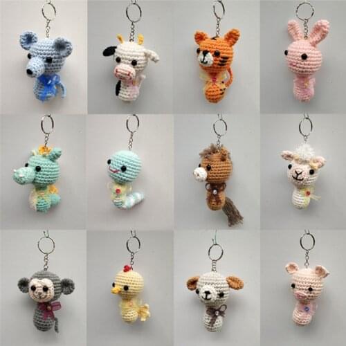 6cm Cute Animal Crochet Doll Key Chain Knit Toy Cute Pendant Bag Accessories Crochet Toy