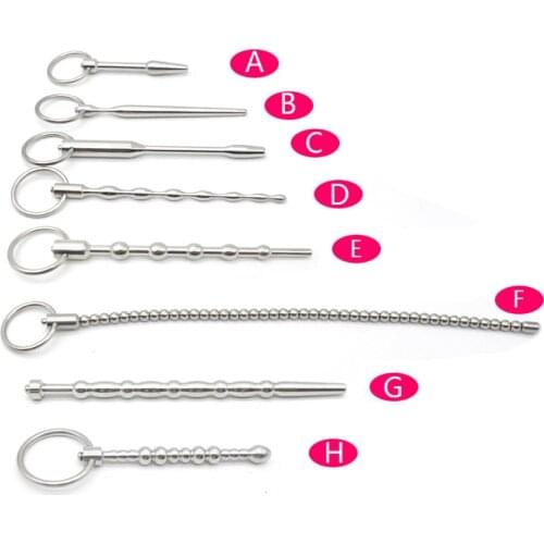 8 Kind Of Style Metal Urethral Plug Pull Beads Penis Stimulation Massager Stick Urethral Dilator Male Urethral Insert Stick