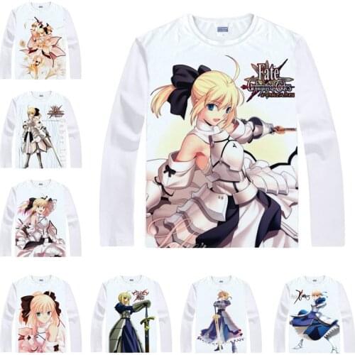 Coolprint Anime Shirt Fate Hollow Ataraxia T-Shirts Multi-style Long Sleeve Saber Arturia Pendragon Cosplay Motivs Hentai Shirts